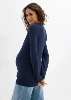 bonprix Bekleidung·Blazer|Umstandsmode|2-in-1 Umstands- und Stillpullover aus reiner Bio-Baumwolle dunkelblau