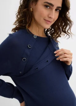 bonprix Bekleidung·Blazer|Umstandsmode|2-in-1 Umstands- und Stillpullover aus reiner Bio-Baumwolle dunkelblau