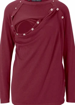 bonprix Bekleidung·Blazer|Umstandsmode|2-in-1 Umstands- und Stillpullover aus Feinstrick ahornrot