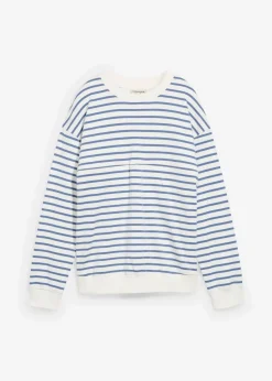 bonprix Bekleidung·Blazer|Umstandsmode|2-in-1 Umstands- und Stillshirt aus reiner Baumwolle wollweiß/jeansblau gestreift