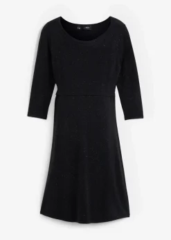 bonprix Bekleidung·Blazer|Umstandsmode|2-in-1 Umstands- und Stillstrickkleid mit Glanzgarn schwarz
