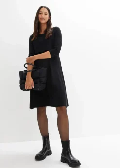 bonprix Bekleidung·Blazer|Umstandsmode|2-in-1 Umstands- und Stillstrickkleid mit Glanzgarn schwarz