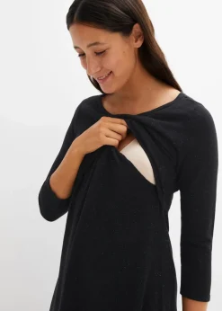 bonprix Bekleidung·Blazer|Umstandsmode|2-in-1 Umstands- und Stillstrickkleid mit Glanzgarn schwarz