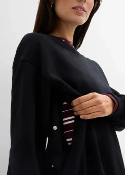 bonprix Bekleidung·Blazer|Umstandsmode|2-in-1 Umstands- und Still-Sweatshirt aus reiner Bio-Baumwolle schwarz