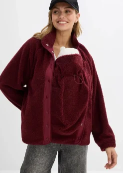 bonprix Bekleidung·Blazer|Umstandsmode|3-in-1 Umstands- und Tragejacke aus Teddyfleece dunkelbeere