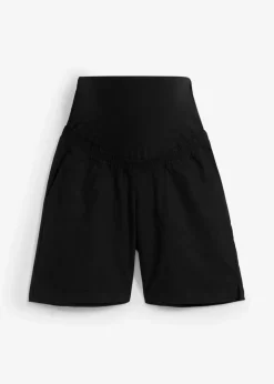 bonprix Bekleidung·Blazer|Umstandsmode|2-in-1 Umstandsbermuda mit Bauchband zum Umklappen aus Leinen-Mix schwarz