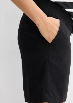bonprix Bekleidung·Blazer|Umstandsmode|2-in-1 Umstandsbermuda mit Bauchband zum Umklappen aus Leinen-Mix schwarz