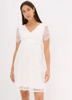 bonprix Bekleidung·Blazer|Umstandsmode|2-in-1 Umstands-Hochzeitskleid aus Spitze mit Stillfunktion wollweiß