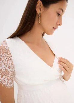 bonprix Bekleidung·Blazer|Umstandsmode|2-in-1 Umstands-Hochzeitskleid aus Spitze mit Stillfunktion wollweiß