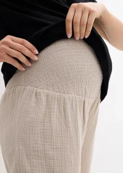 2-in-1 Umstandshose aus reinem Baumwollmusselin für die Schwangerschaft und danach|bonprix