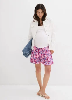 bonprix Bekleidung·Blazer|Umstandsmode|2-in-1 Umstandshosenrock aus Jersey fuchsiapink geblümt