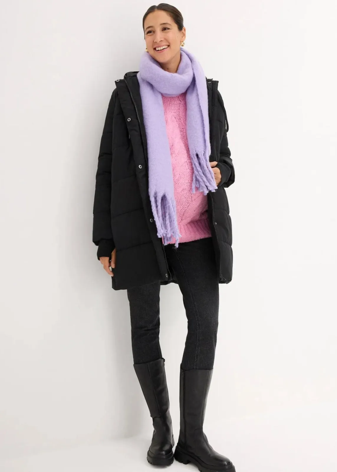 bonprix Bekleidung·Blazer|Umstandsmode|3-in-1 Umstandsmantel mit Trageeinsatz schwarz