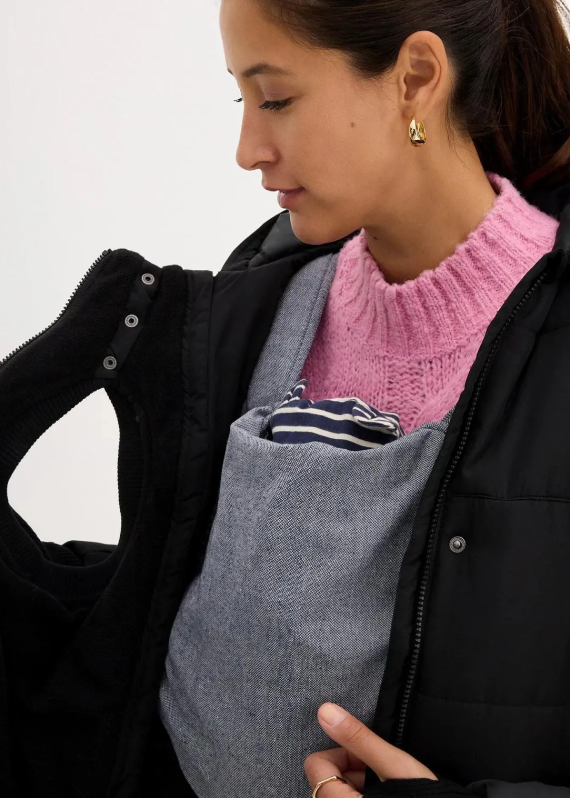 bonprix Bekleidung·Blazer|Umstandsmode|3-in-1 Umstandsmantel mit Trageeinsatz schwarz