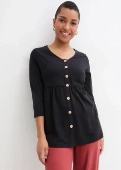 bonprix Bekleidung·Blazer|Nachhaltigere Materialien|2-in-1 Umstandsshirt und Stillshirt aus Bio-Baumwolle schwarz