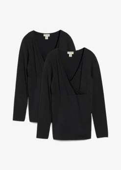2-in-1 Umstandsshirts und Stillshirts aus Bio-Baumwolle (2er Pack​)|bonprix Clearance