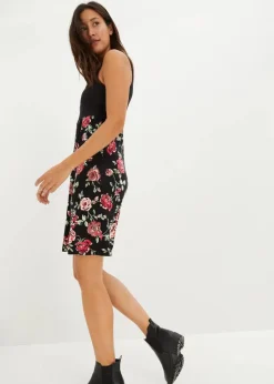 bonprix Bekleidung·Blazer|Umstandsmode|2-in-1 Umstands-und Stillkleid aus Viskose schwarz geblümt