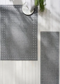 bonprix Läufer|Flachgewebe-Teppiche|In- und Outdoor Läufer mit umlaufender Bordüre hellgrau