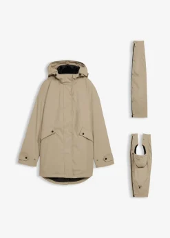 bonprix Bekleidung·Blazer|Umstandsmode|6-in-1 wasserabweisende Umstandsjacke mit Trageeinsatz und herausnehmbarer Fleecejacke beige/schwarz