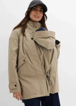 bonprix Bekleidung·Blazer|Umstandsmode|6-in-1 wasserabweisende Umstandsjacke mit Trageeinsatz und herausnehmbarer Fleecejacke beige/schwarz