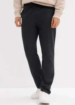bonprix Sweat|Hosen|innen weich angeraute Jogginghose mit geradem Saum anthrazit meliert