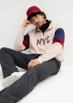 bonprix Sweat|Hosen|innen weich angeraute Jogginghose mit geradem Saum anthrazit meliert