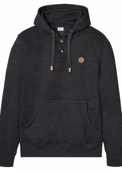innen weich angerautes Kapuzensweatshirt mit Lederimitat-Details|bonprix Best