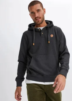 innen weich angerautes Kapuzensweatshirt mit Lederimitat-Details|bonprix Best
