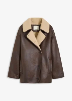 bonprix Bekleidung·Hosen|Jacken & Mäntel|Jacke aus Lammfellimitat braun