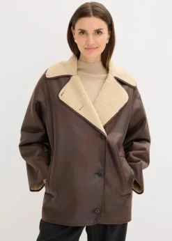 bonprix Bekleidung·Hosen|Jacken & Mäntel|Jacke aus Lammfellimitat braun
