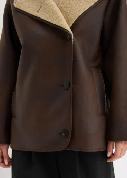 bonprix Bekleidung·Hosen|Jacken & Mäntel|Jacke aus Lammfellimitat braun
