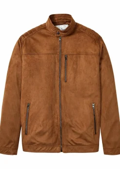 bonprix Große Größen|Jacken & Mäntel|Jacke in Veloursleder-Optik cognac