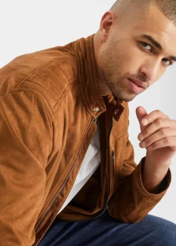 bonprix Große Größen|Jacken & Mäntel|Jacke in Veloursleder-Optik cognac