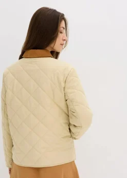 bonprix Bekleidung·Hosen|Jacken & Mäntel|Jacke mit Diamantsteppung grünbeige
