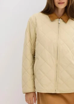 bonprix Bekleidung·Hosen|Jacken & Mäntel|Jacke mit Diamantsteppung grünbeige
