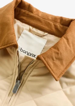 bonprix Bekleidung·Hosen|Jacken & Mäntel|Jacke mit Diamantsteppung grünbeige