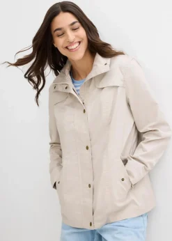 bonprix Jacken & Mäntel|Bekleidung·Hosen|Jacke mit Stehkragen steingrau