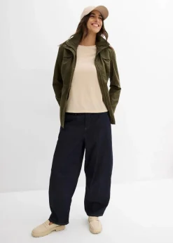 bonprix Bekleidung·Hosen|Jacken & Mäntel|Jacke mit Stehkragen dunkeloliv