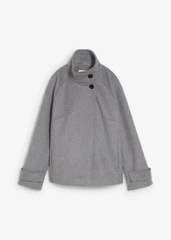 bonprix Bekleidung·Hosen|Jacken & Mäntel|Jacke mit weichem Wollanteil grau meliert
