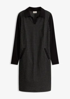 Jacquard Kleid mit Kontrastkragen|bonprix