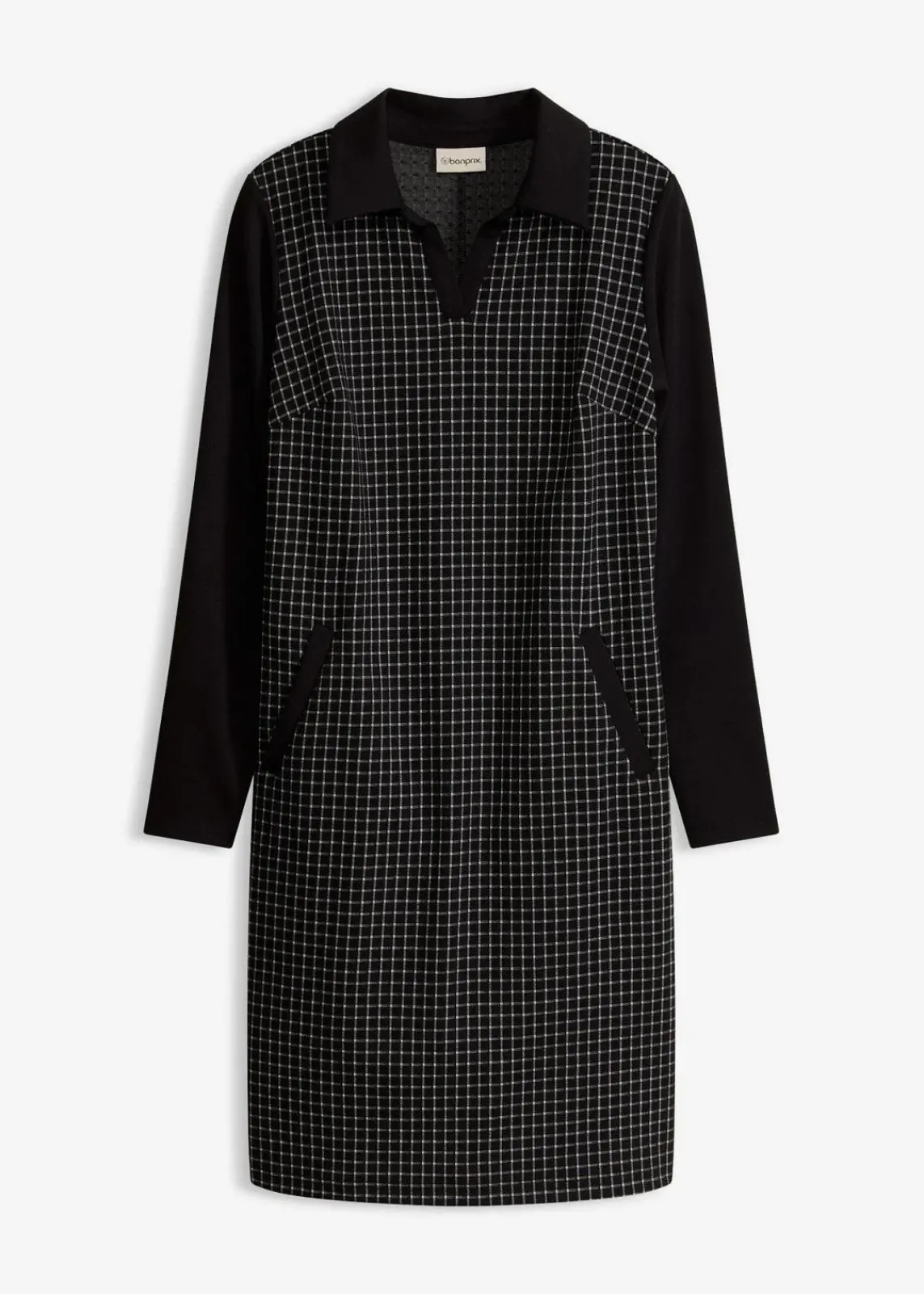 Jacquard Kleid mit Kontrastkragen|bonprix