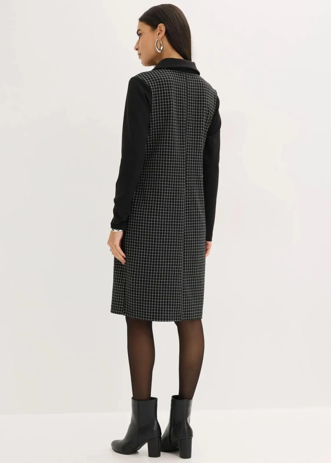 Jacquard Kleid mit Kontrastkragen|bonprix