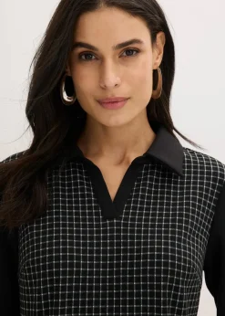 Jacquard Kleid mit Kontrastkragen|bonprix