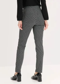 bonprix Bekleidung·Kleider|Hosen|Jacquard Schlupfhose mit Schließendetail schwarz/wollweiß graphisch