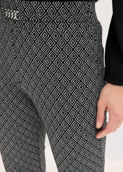 bonprix Bekleidung·Kleider|Hosen|Jacquard Schlupfhose mit Schließendetail schwarz/wollweiß graphisch
