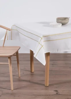 bonprix Geschirr & Servieren|Tischdecken|Jacquard Tischdecke mit Glanzgarn weiß/gold