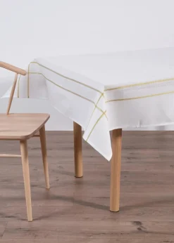 bonprix Geschirr & Servieren|Tischdecken|Jacquard Tischdecke mit Glanzgarn weiß/gold