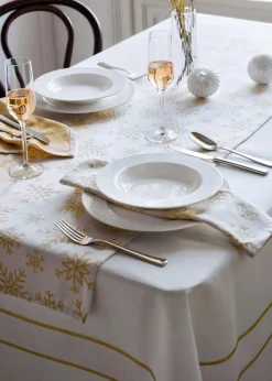bonprix Geschirr & Servieren|Tischdecken|Jacquard Tischdecke mit Glanzgarn weiß/gold