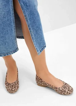 Jana High Heels|Komfortschuhe|Komfort-Ballerinas in bequemer Weite beige leo bedruckt