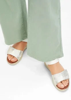 Jana High Heels|Komfortschuhe|Komfort-Sandalen in bequemer Weite weiß/champagner metallic