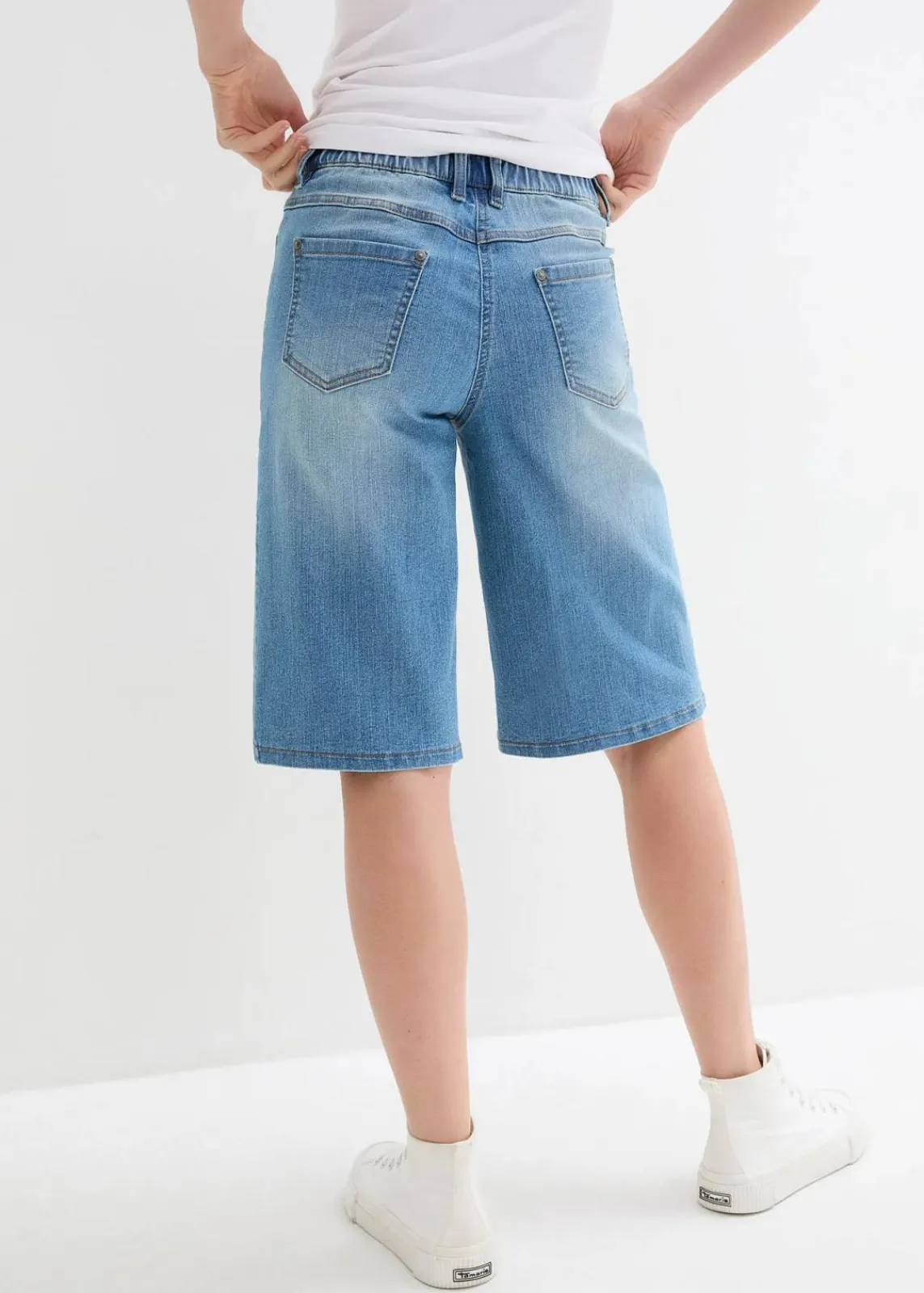 bonprix Jeans|Shorts|Jeans Bermuda High Waist, Bequembund mittelblau denim